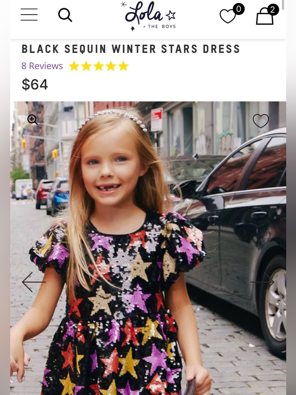 Lola + The Boys Black Sequin Dress with Stars - 4T - Picture 3 of 3